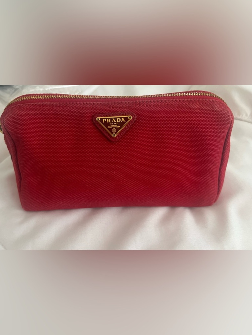 Prada Red cosmetic bag